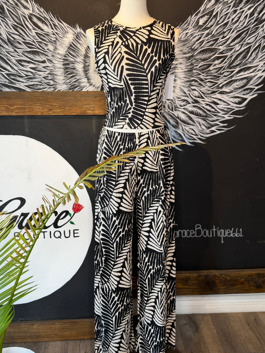 Rony Sleeveless Crew Neck Top & Wide Leg Pants Set