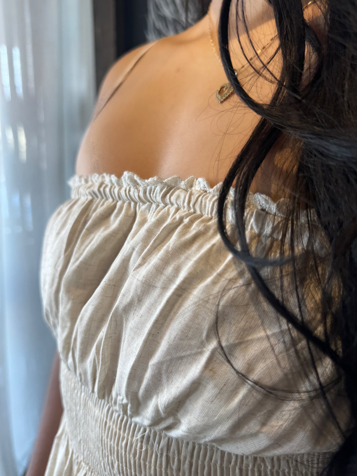 Celestine Ruffle Lace Trim Maxi Dress