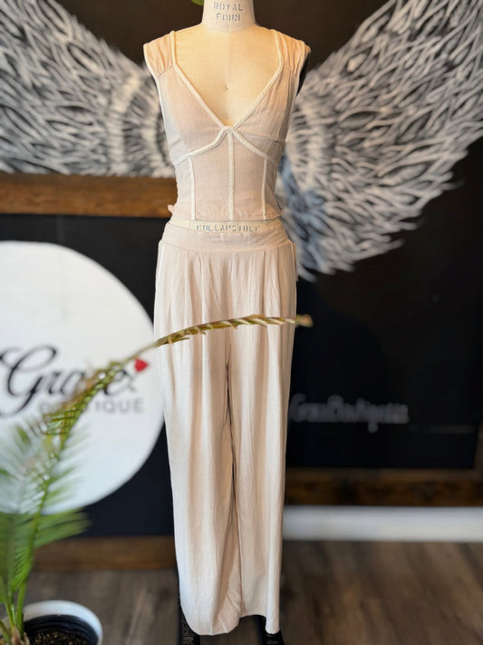 Nancy Linen Contrast Pants