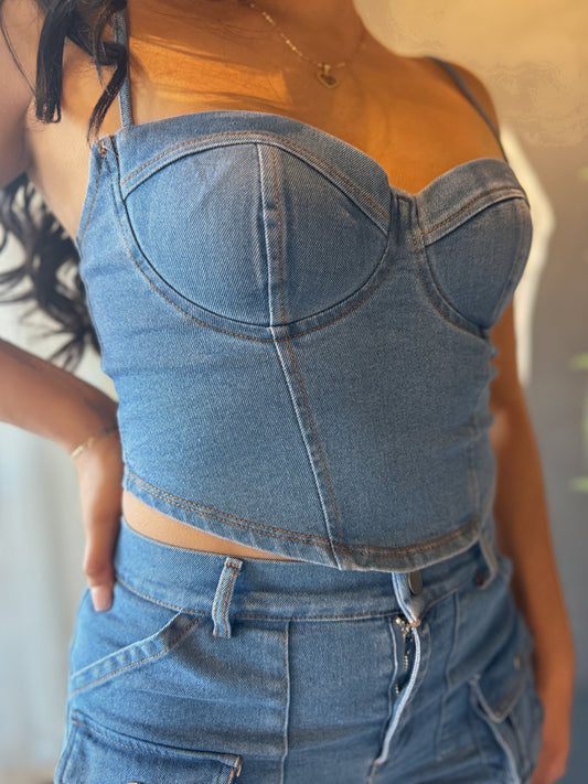 Selena Denim Corset Top