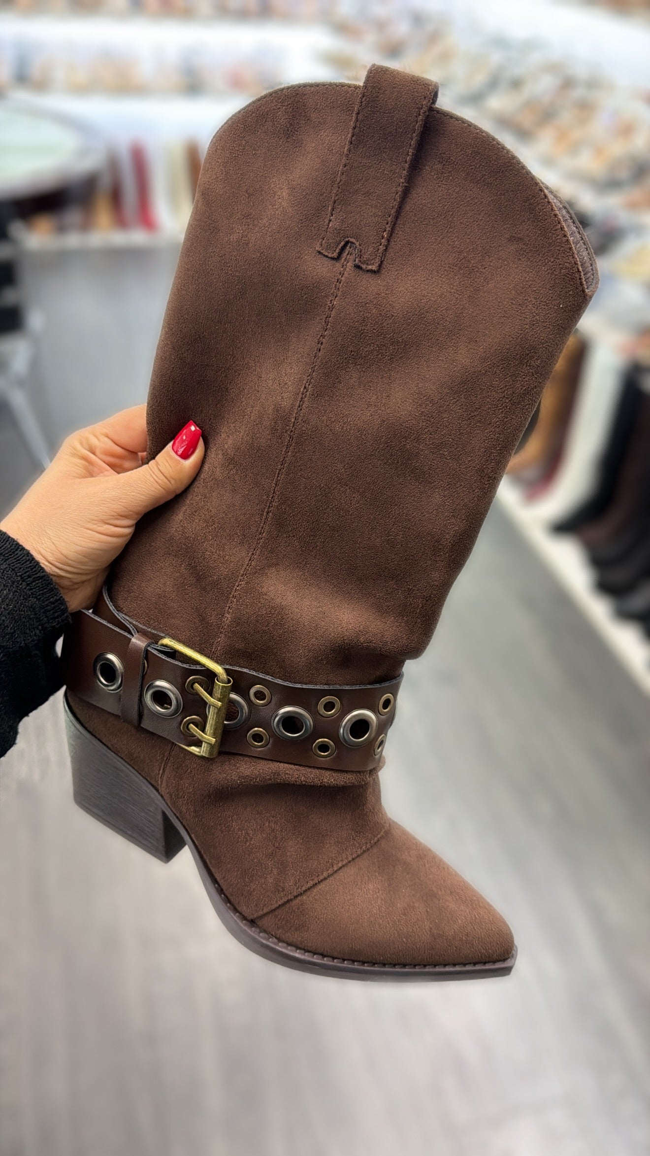 Jubilee Buckle Strap Suede Western Boot