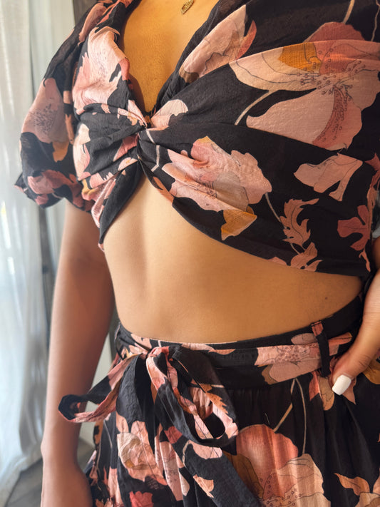 Juna Floral Front Twist Top
