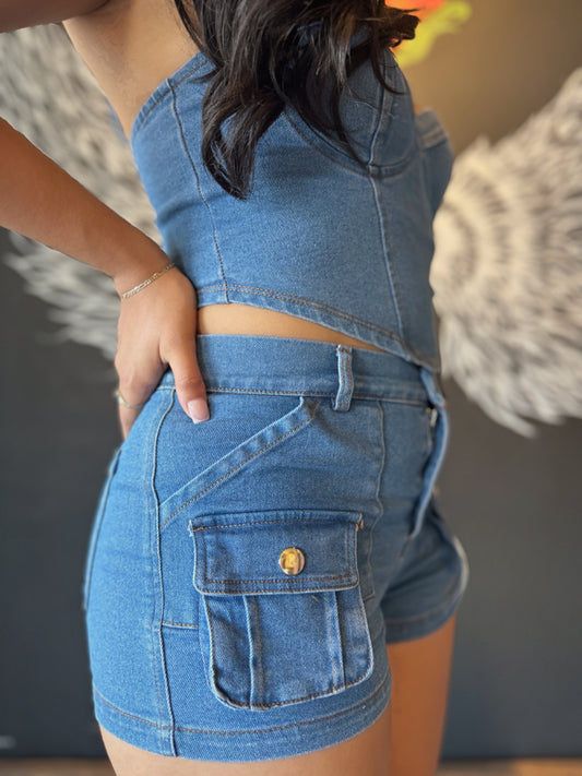 Selena Denim Cargo Shorts