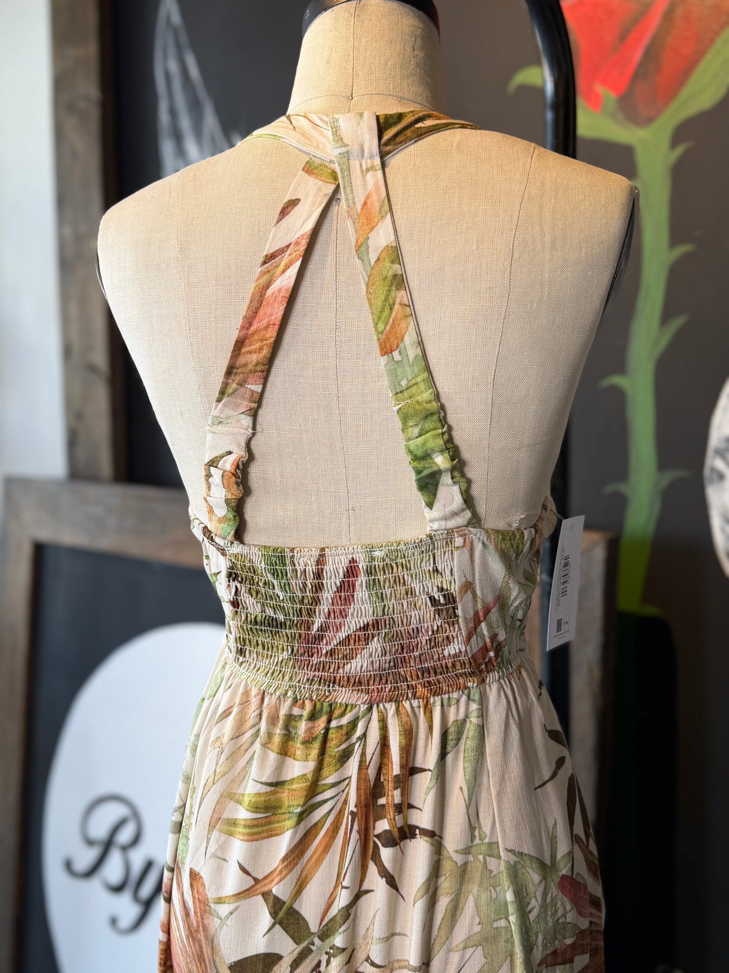 Anessa Linen Buckle Midi Dress