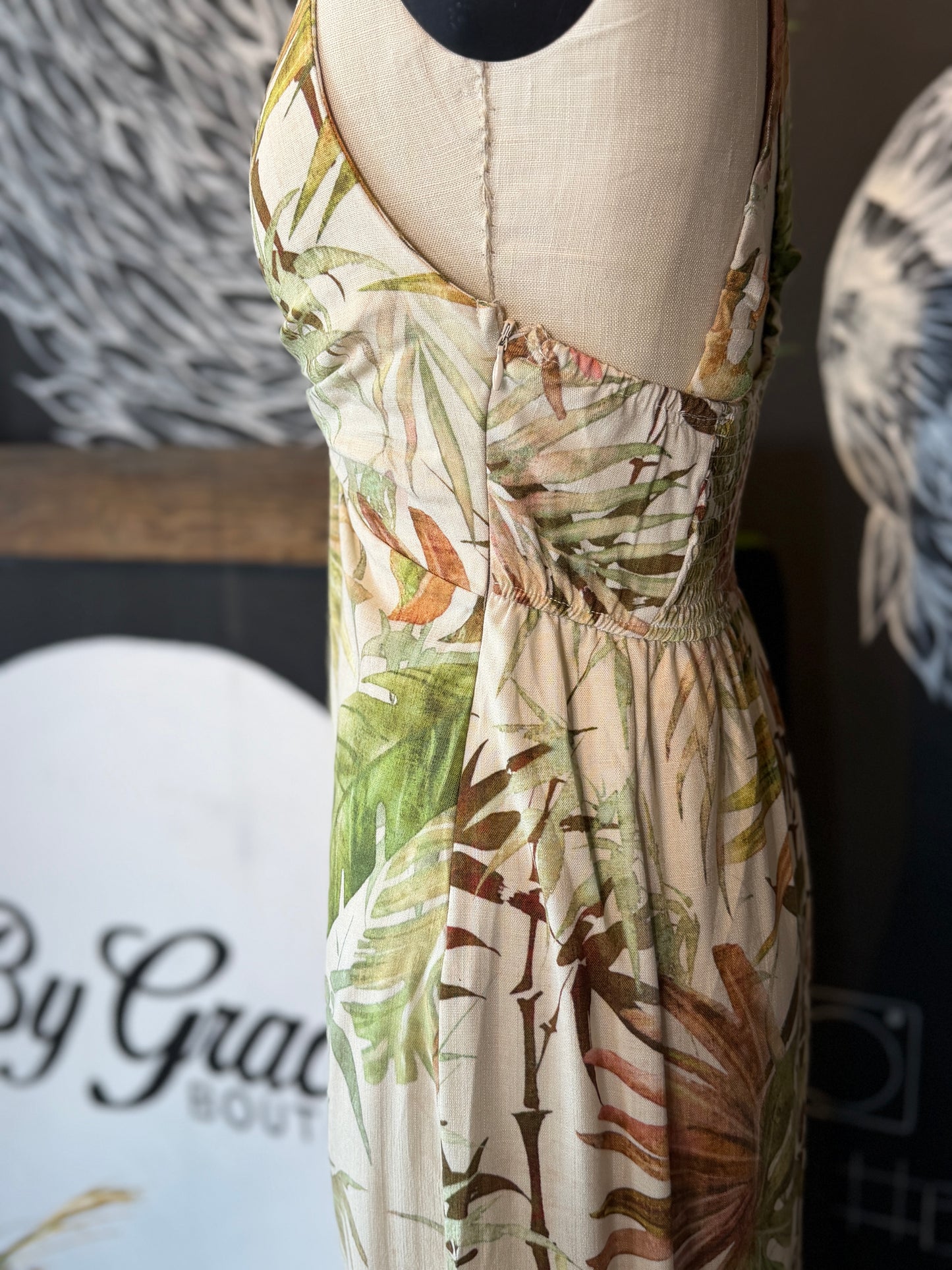 Anessa Linen Buckle Midi Dress