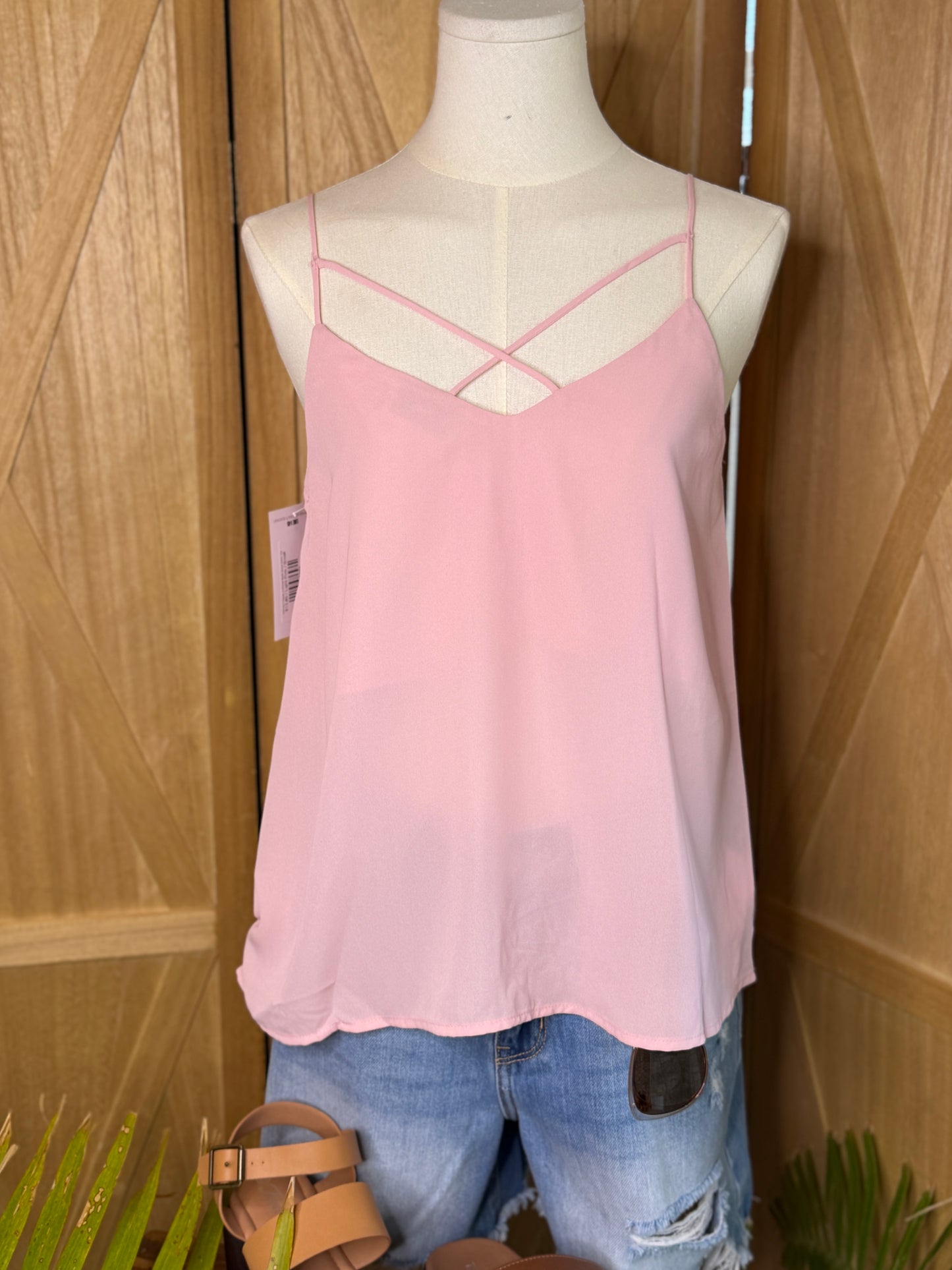 Gianna V-Neck W/Cross Back Strap Cami Top