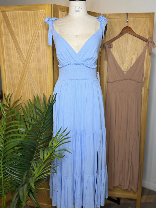 Rina V-Neck Side Slit Maxi Dress