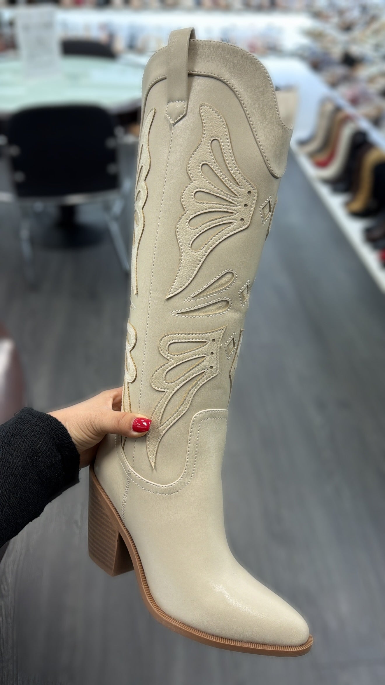 Emerge Butterfly Cutout Western Boots (Ivory)