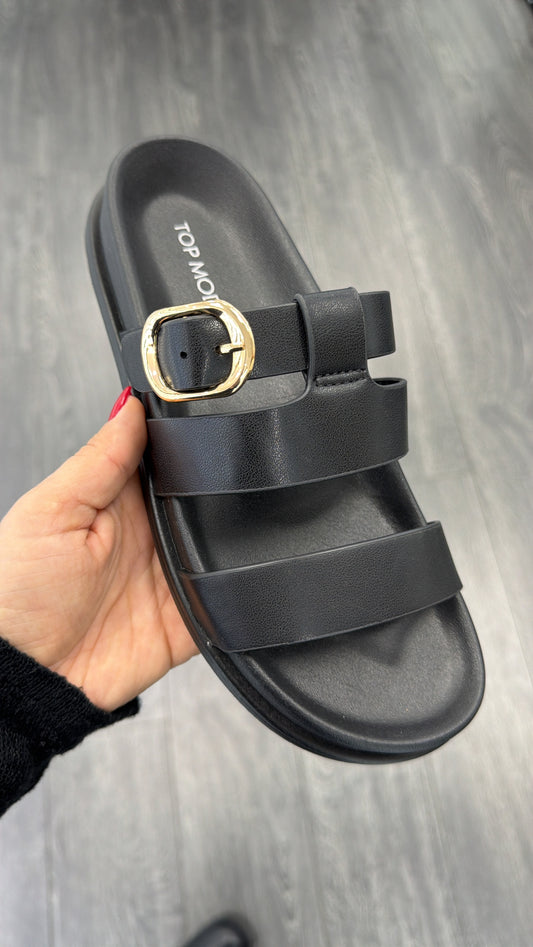 Carlin Luxe Buckle Slide “Black”