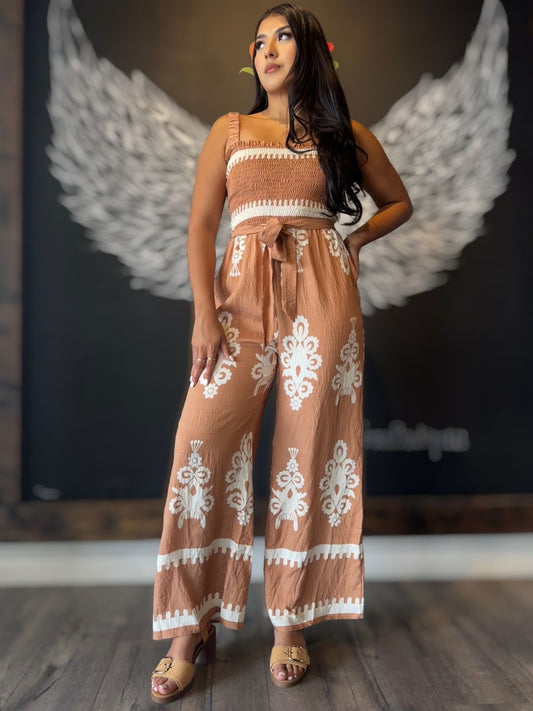 Lenora Scrunch Top Open Back Romper