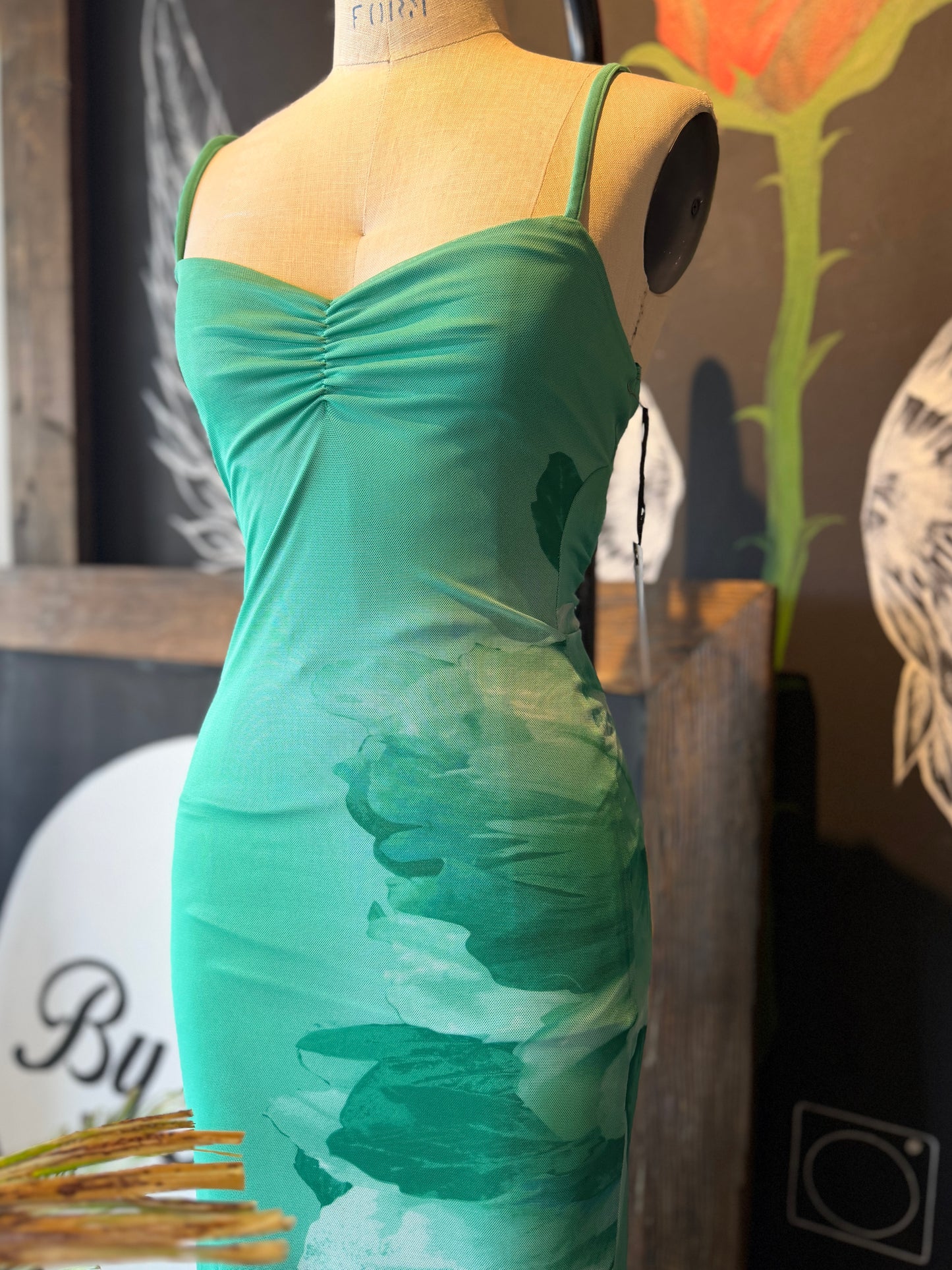 Sierra Mesh Print Strap Dress